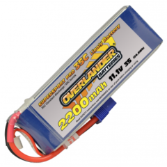 OVERLANDER 3S 2200MAH SUPER SPORT LI-PO BATTERY. 35C WITH FITTED EC3 CONNECTOR 11.1v