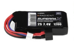 RADIENT SUPERPAX 2S 1200mAh 7.4V 30C LiPo HCT(T Style)